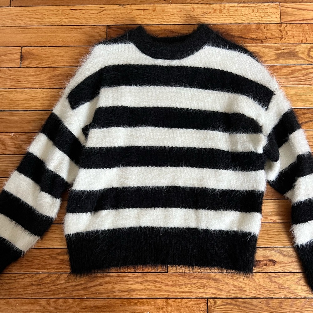 Striped fuzzy sweater